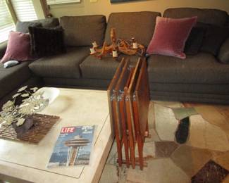 Luxury new modular sofa, TV trays, Marble coffee table