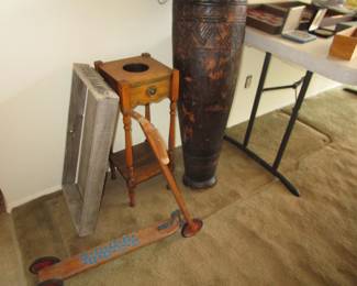 Humidor, antique box, African drum