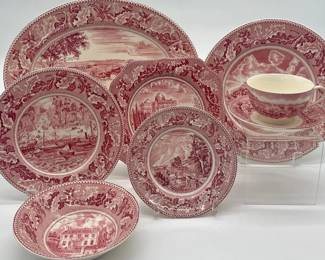 Red and white Historic American dinner service