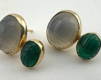 14kt double scarab earrings