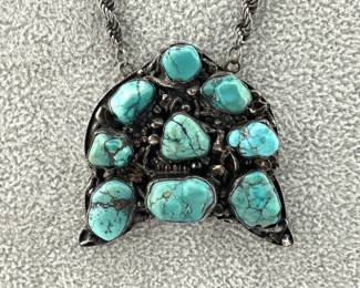 Handmade sterling and turquoise nugget necklace