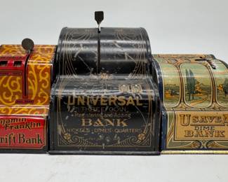 Collectible miniature cash registers in lithograph tin