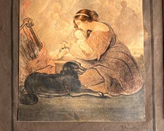 Important original framed watercolor by Robert Matthew Sully (American 1803-1855) "The Angels Whisperer"
