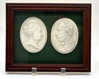 Plaster relief intaglios of Victoria and Albert