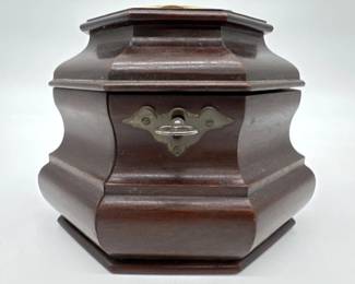 Colonial Williamsburg reproduction octagon wood tea caddy
