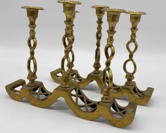 Pair of unusual brass candlesticks