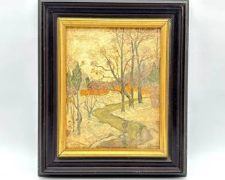 Impressionistic oil on board of landscape, inspired by Van Gogh