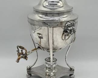 Sheffield plate water urn in monumental size