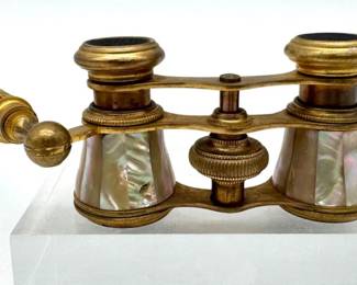 Chevalier Paris mother of pearl and brass opera glasses