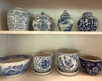 Assorted ceramic urns and planters