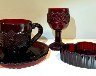 Avon Ruby Red Cape Cod glassware