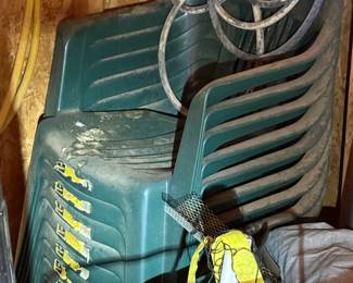 Stacking plastic chairs