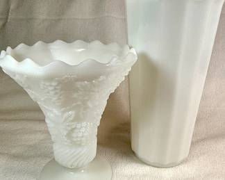 Milk glass vases