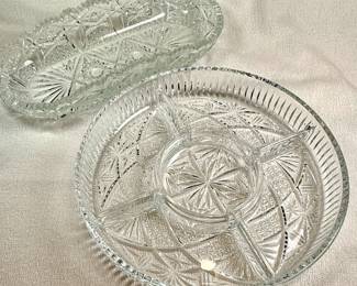 Cut crystal serving dishes