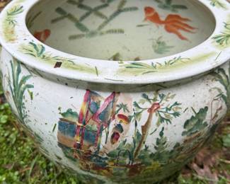 Large ceramic koi fish planter