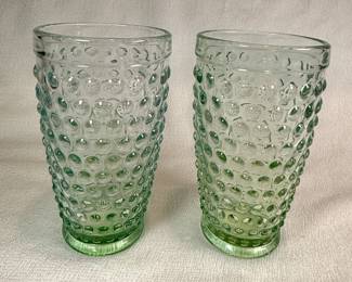 Martha Stewart hobnail green drink glasses