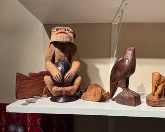 Handcarved wooden items.