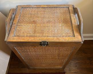 Rattan covered basket.