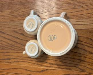Hall's teapot, cream and sugar.