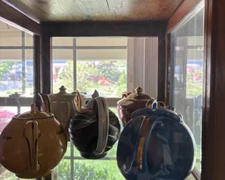 Huge collection of Hall's teapots.