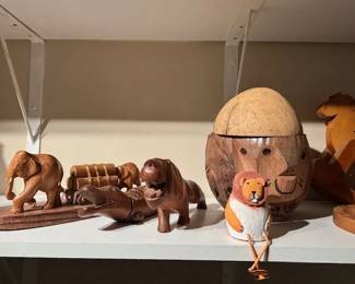 Handcarved wooden items.