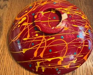 Abstract art bowl and napkin holder.