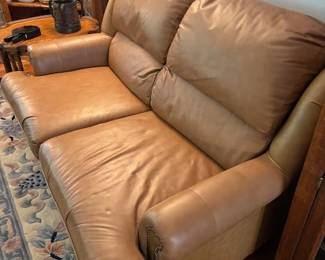 Leather love seat.