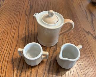 Hall's teapot, cream and sugar.
