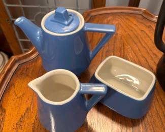 Vintage Amtrak National coffee pot, creamer and sugar bowl set made by Hall China in the 1970's.