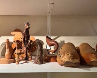 Handcarved wooden items.