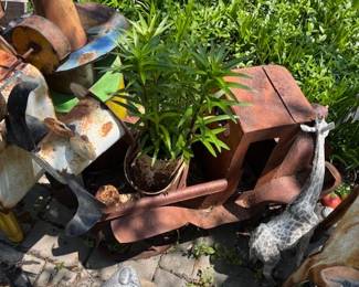 Amazing collection of metal garden art.