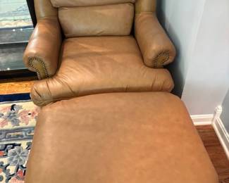 Leather chair and ottoman.