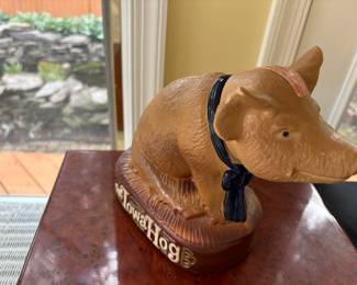 "Iowa Hog" Daviess Countu whiskey decanter collectible liquor bottle shaped like a pig.