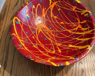 Abstract art bowl and napkin holder.