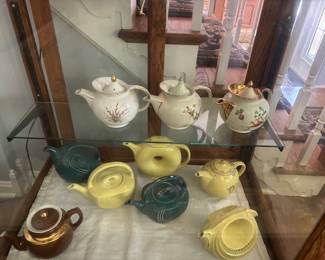 Huge collection of Hall's teapots.