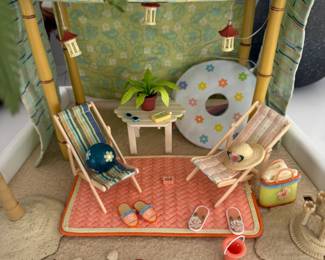American Girl Mini Room Illuma Room Seaside Beach Complete Set w/ Base and Working Lights
