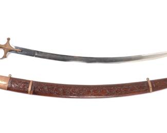 Lot 37 Etched Indian Sword Scabbard