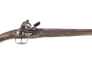 Lot 97 Large Embossed Flintlock Rattail Pistol