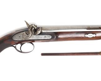 Lot 104 Bank Note Engraved Percussion Pistol by T. Glenton, Hull