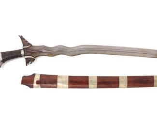 Lot 80 Philippines 5 Wave Moro Kris w Scabbard