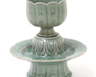 Lot 7 Gorgeous Korean Celadon Glazed Cup Saucer