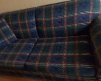 Navy plaid sofa