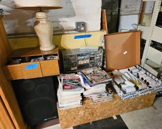 Cassettes , Lamp, Train Magazines, Paint Rollers