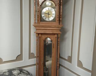 Handmade Oak-wood Grandfather clock.