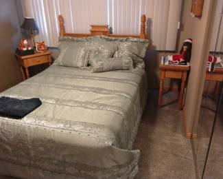 Handmade Oak-wood bed-frame and night stands.