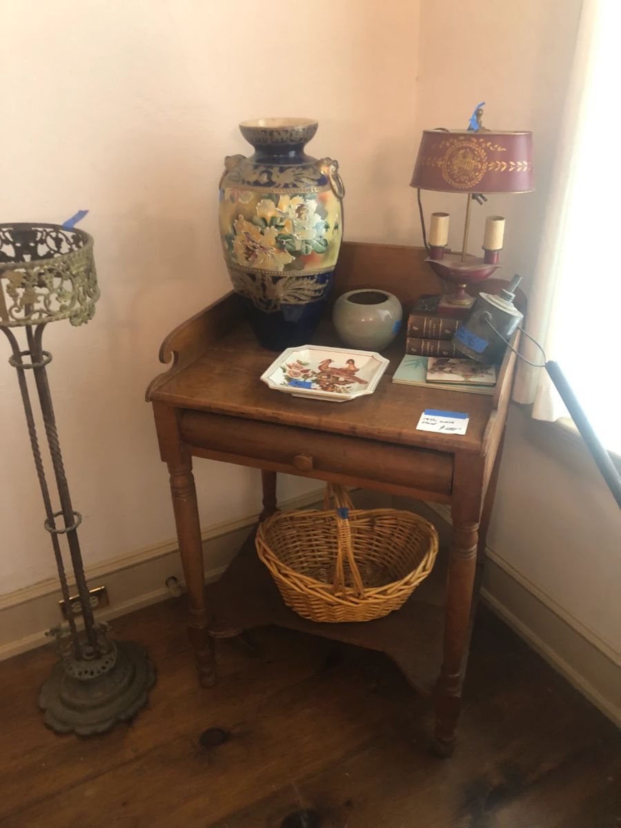 early washstand tole lamp