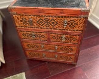 $150 OLD Chinese rattan sewing/storage box