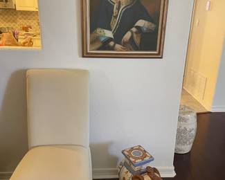 $600. SIX (6) immaculate upholstered parsons chairs