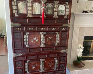 $1,500. Antique Korean three-section chest on stand