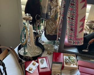 Everything is on display and ready for you to shop for your designer purse, scarf, jewelry, scent, sterling, coins ….